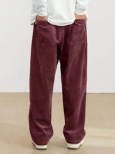 Burgundy Korean Casual Regular Fit Corduroy Trouser